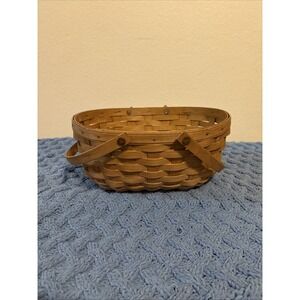 Longaberger Brown Medium Oval Gathering Basket . No Cracks Or Breaks , Some Ware